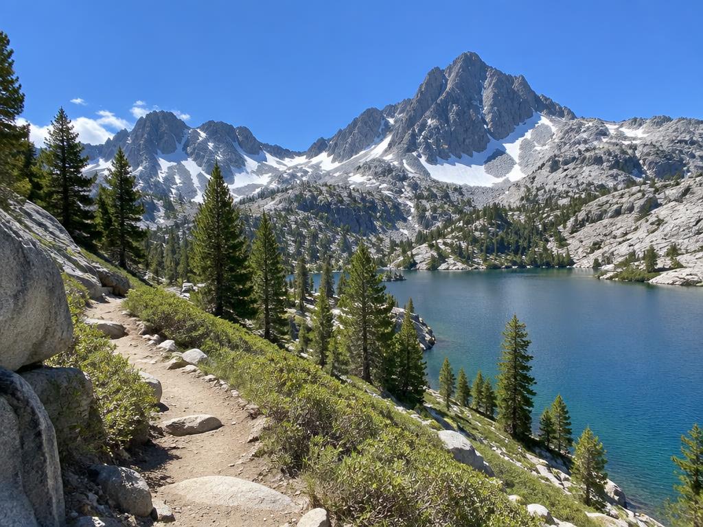 California granite peaks and alpine lake